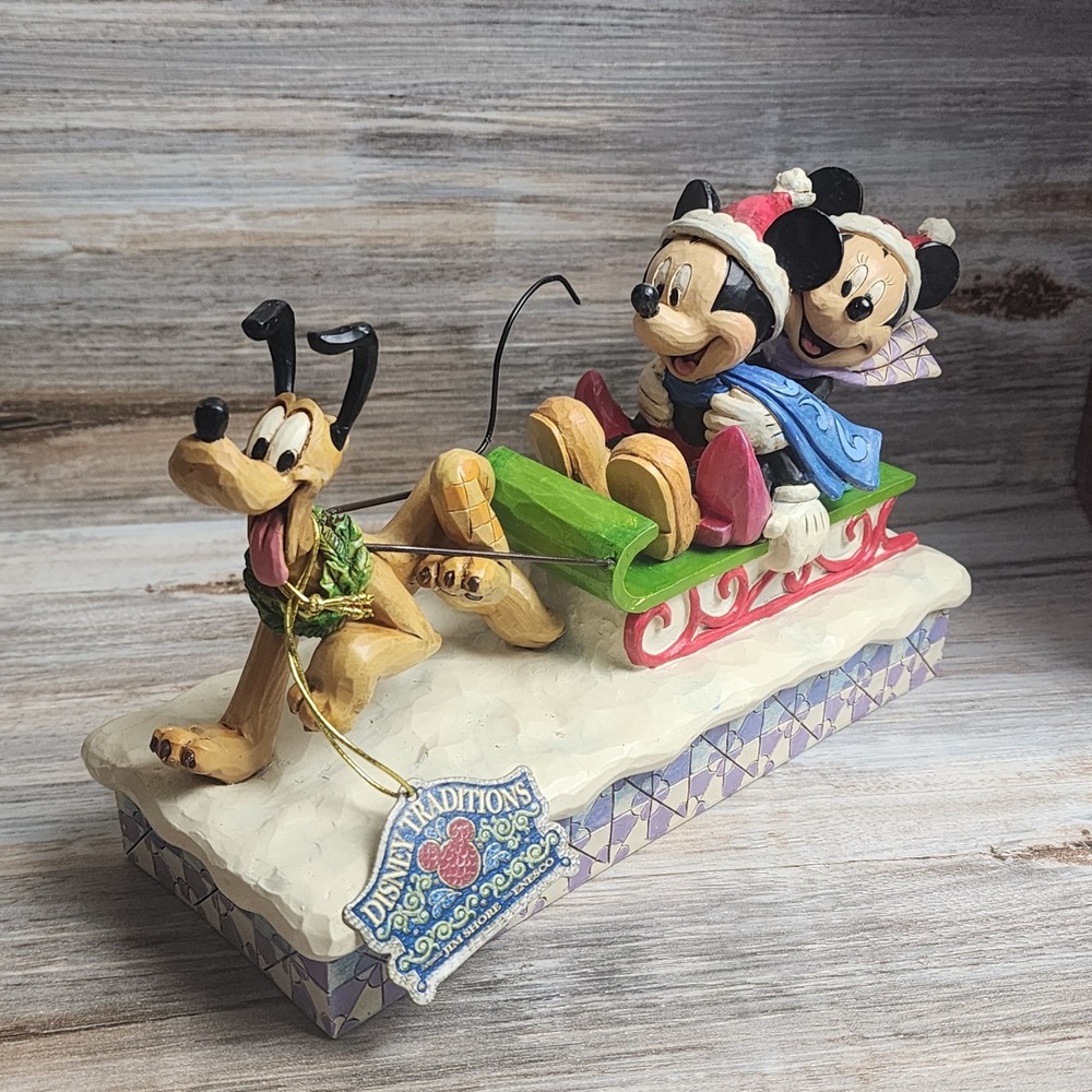Jim Shore Disney Traditions Mickey‎ Minnie Pluto Sleigh Figurine 4033264 Holiday